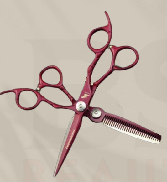 SET TIJERA FILO NAVAJA - ESCULPIDORA ROJA