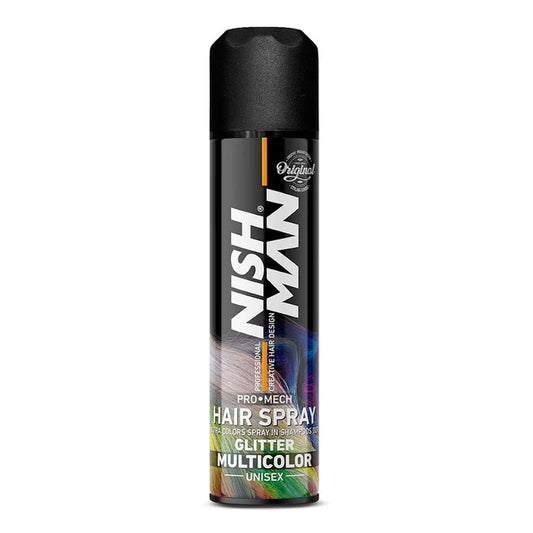 SPRAY PARA EL CABELLO NISHMAN GLITTER MULTICOLOR.