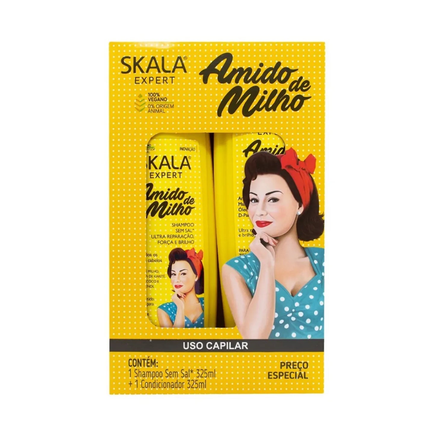 KIT SHAMPOO/ACOND AMIDO DE MILHO 650ML SKALA