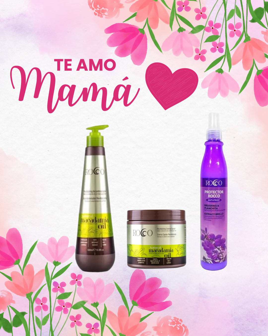 💖TE AMO MAMÁ💖 Pack Mamá Nutrición & Brillo – Rocco Macadamia + Protección Térmica