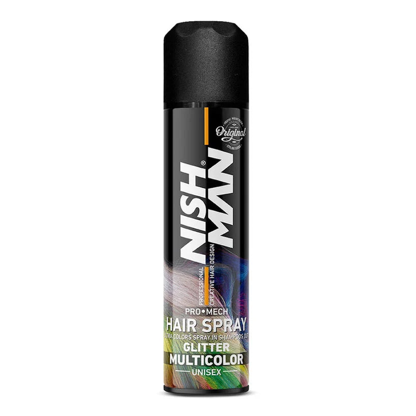 SPRAY PARA EL CABELLO NISHMAN GLITTER MULTICOLOR.